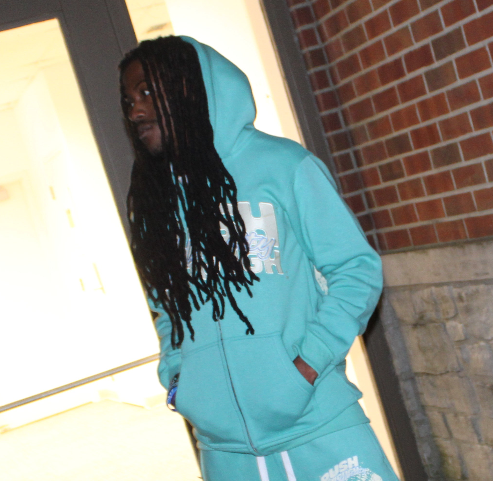 Aqua Blue “Seashell” Zip-up Hoodie